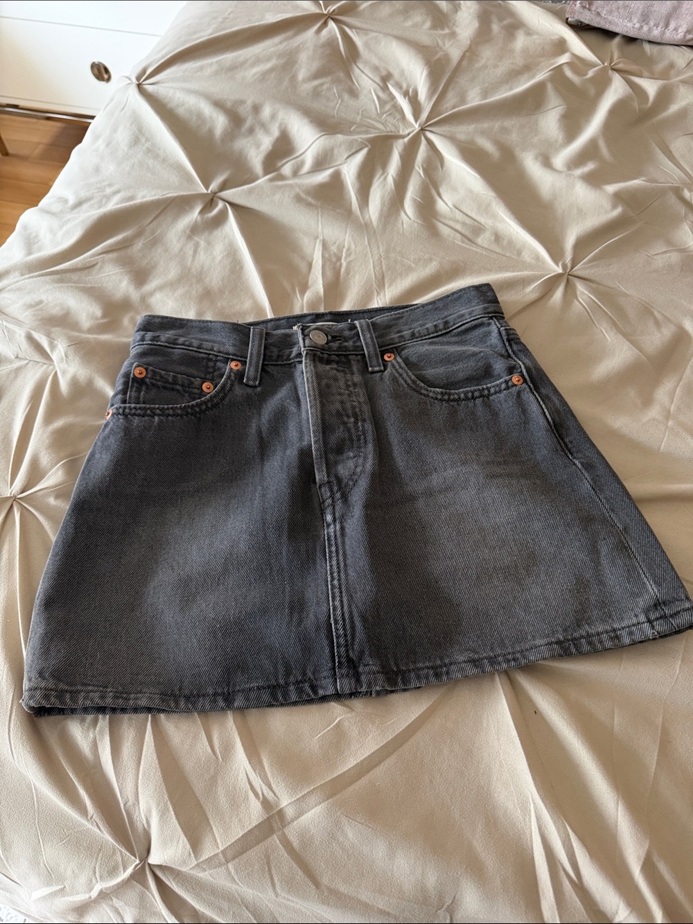 Levi's Washed Black Denim Mini Skirt